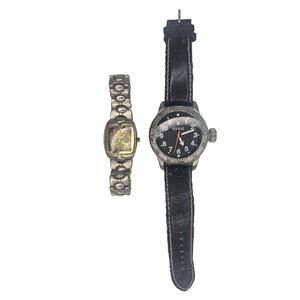 Lot of 2 WristWATCH Silver Gold Steampunk Analog Timepiece Project Gift